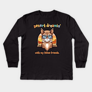 Desert Dreamin' Cat with Sunnies Kids Long Sleeve T-Shirt